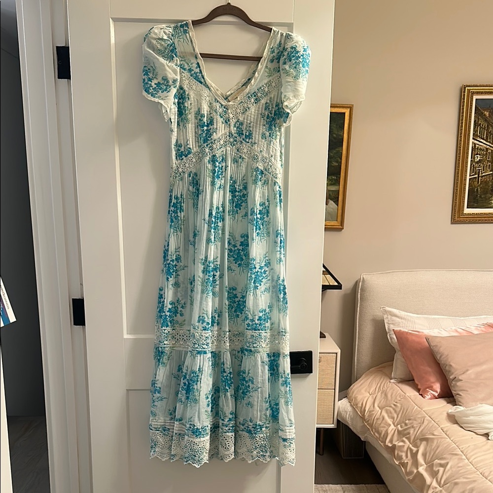 LoveShackFancy Blue Floral Maxi Dress